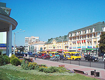 On a busy street in the center of Rivne