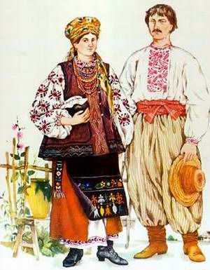 Ukrainians in traditional clothes