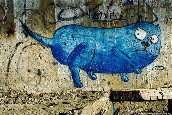 Graffiti-covered abandoned museum of Sevastopol view 1