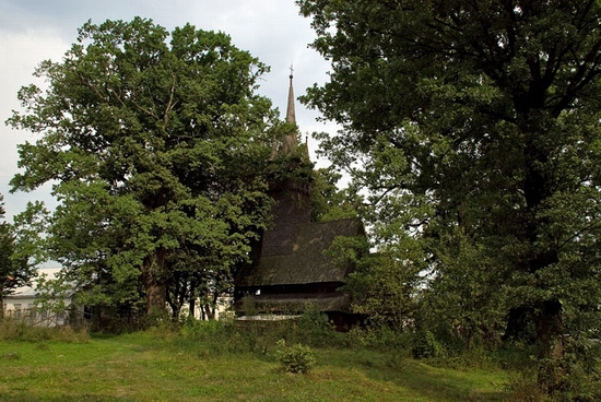 Wooden Gothic church, Zakarpattia region, Ukraine view 6