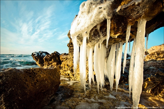 Frozen beach - the lair of aliens, Sevastopol, Ukraine view 1