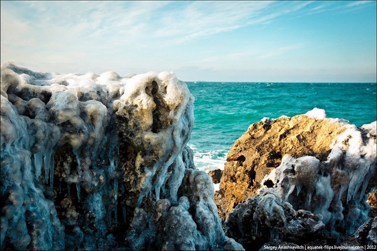 Frozen beach - the lair of aliens, Sevastopol, Ukraine view 2