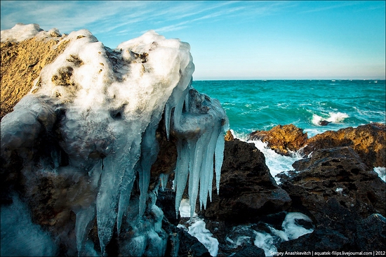 Frozen beach - the lair of aliens, Sevastopol, Ukraine view 3