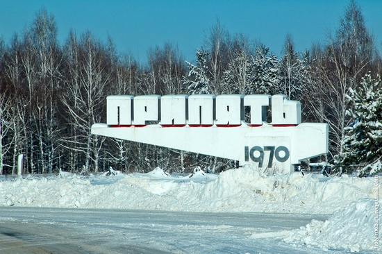 Snow-covered Pripyat, Ukraine view 1