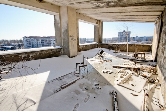 Snow-covered Pripyat, Ukraine view 13