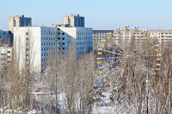 Snow-covered Pripyat, Ukraine view 14