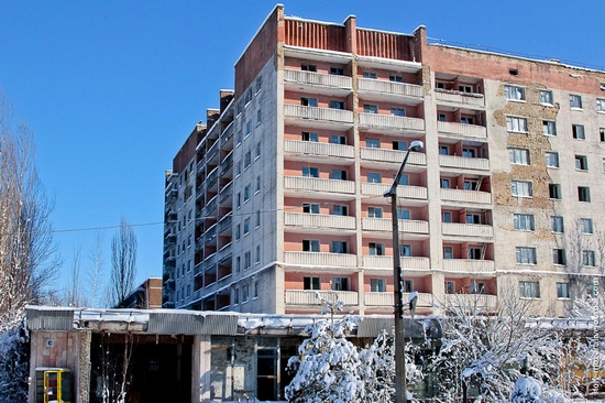 Snow-covered Pripyat, Ukraine view 5