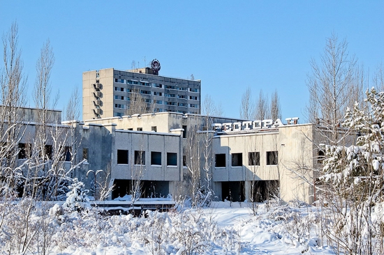 Snow-covered Pripyat, Ukraine view 6