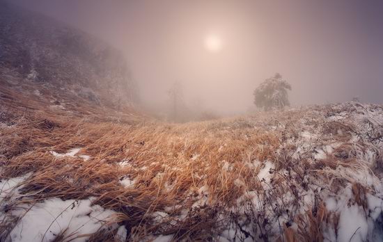 Mysteries of foggy and frozen Crimea, Ukraine view 3