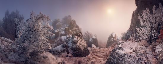 Mysteries of foggy and frozen Crimea, Ukraine view 5