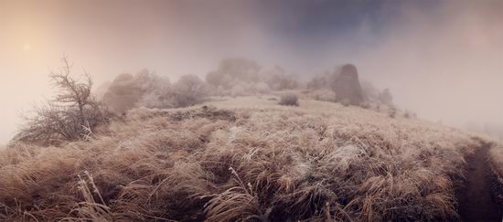 Mysteries of foggy and frozen Crimea, Ukraine view 8