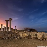 The remains of ancient city-state Chersonese at night time