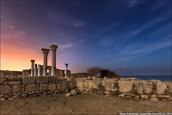 The remains of ancient city-state Chersonese at night time photo 1