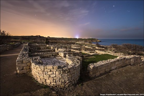 The remains of ancient city-state Chersonese at night time photo 5