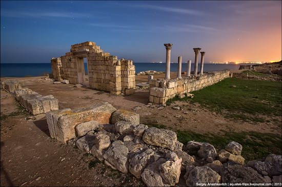 The remains of ancient city-state Chersonese at night time photo 8