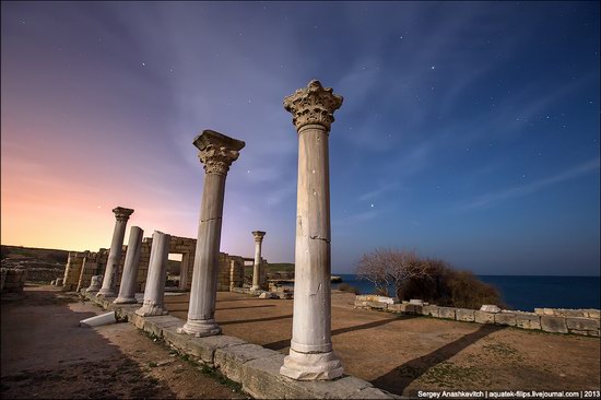 The remains of ancient city-state Chersonese at night time photo 9