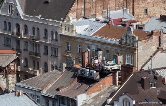 The restaurant with a car on the roof, Lviv, Ukraine