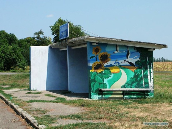 Painted bus stops in Poltava region, Ukraine, photo 2