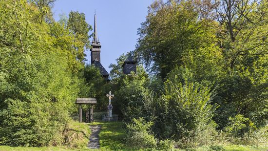 Gothic wooden church in Danilovo, Zakarpattia region, Ukraine, photo 2