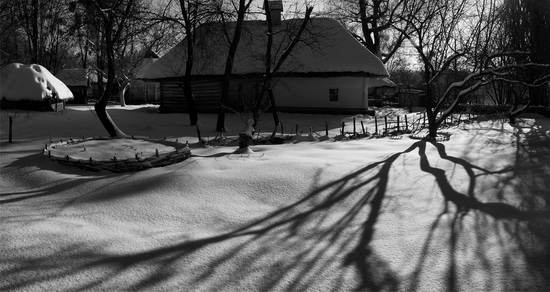 Snowy winter in the Pyrohiv Museum, Kyiv, Ukraine, photo 13