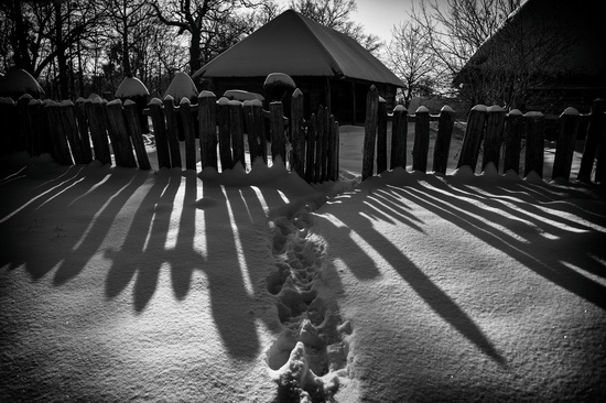 Snowy winter in the Pyrohiv Museum, Kyiv, Ukraine, photo 16