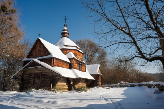 Snowy winter in the Pyrohiv Museum, Kyiv, Ukraine, photo 5