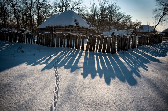 Snowy winter in the Pyrohiv Museum, Kyiv, Ukraine, photo 8