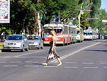 Street traffic in Kherson