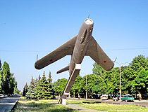 Monument MiG-17 fighter aircraft in Nikopol