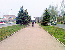 Walk along the street in Sloviansk