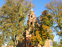 Brick church in the Sumy region
