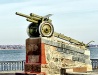 Monument Howitzer M-30 on the embankment in honor of the liberation of Nikopol during the Second World War